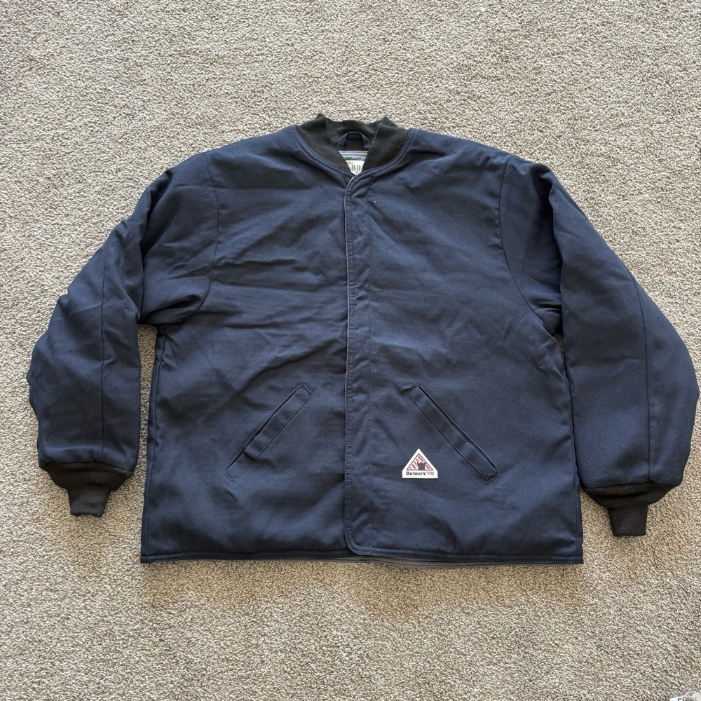 Bulwark FR Jacket Mens XXL Blue Flame Resistant Insulated Full Button Workwear